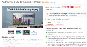 Tivi Sony 43 inch KDL-43W800F
