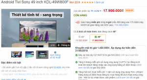 Tivi Sony 49 inch KDL-49W800F